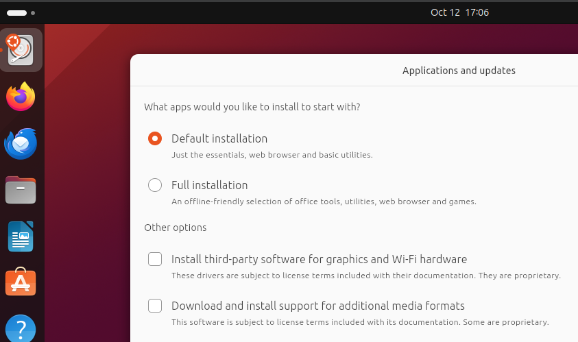 Your new installation options in Ubuntu 23.10. Neither of them is "Minimal," but that might be coming.