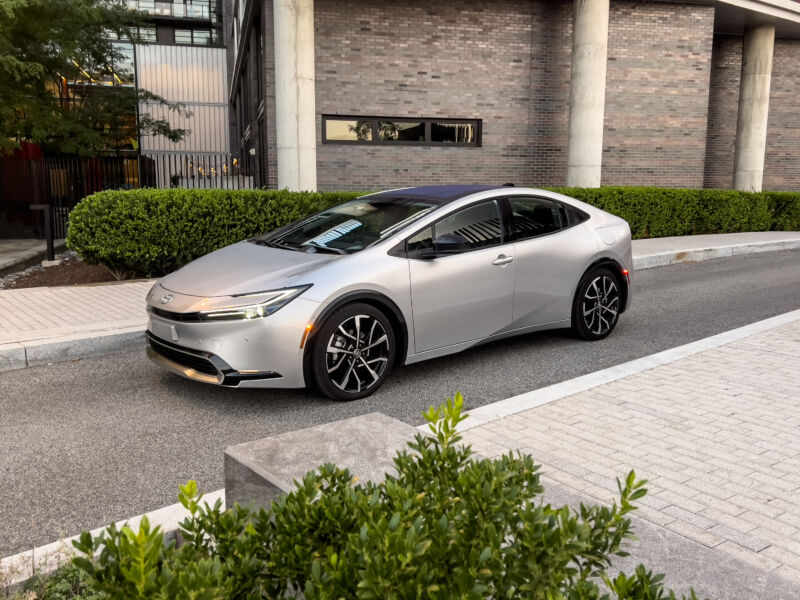 A silver Toyota Prius Prime